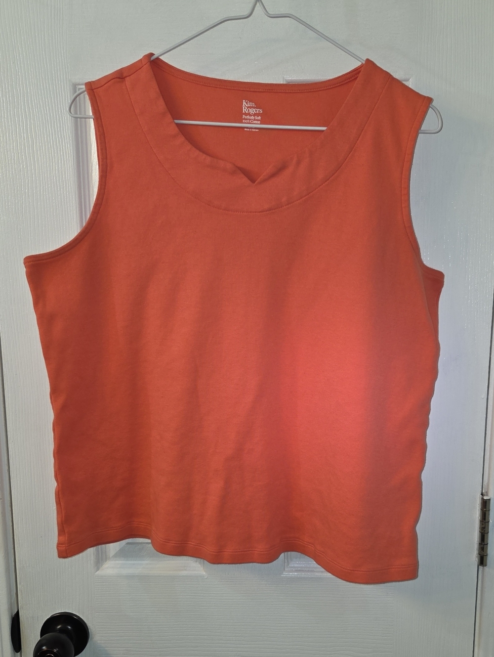Kim Rogers Coral-Orange Scoop Neck Tank Top